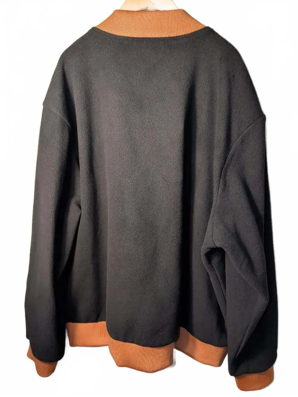 True Religion Men's Utility Jacket 2XL Black Orange Fleece Bomber Casual Button
